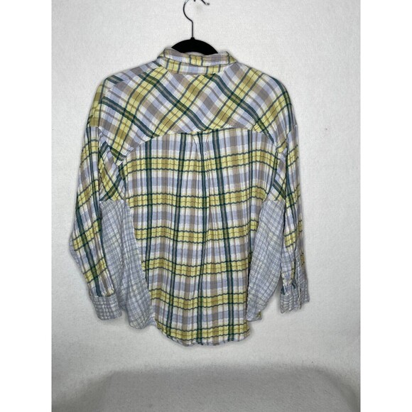 Free People Womens Guys Button Up Shirt Gray Green and yellow Size XS - Picture 9 of 11